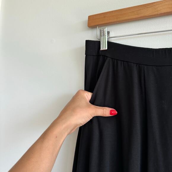 Eileen Fisher Stretch Jersey Pull On Wide Leg Cropped Pants Black S - Picture 4 of 7